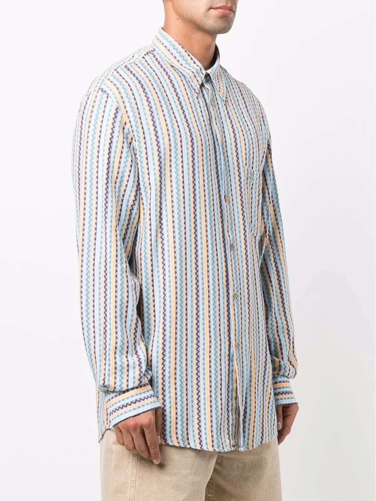Missoni - ビンテージ 1990年代ストライプチェボン柄シャツ ブルー - 画像3