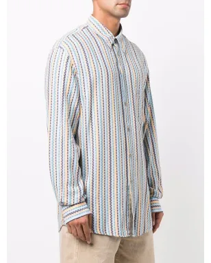 Missoni - ビンテージ 1990年代ストライプチェボン柄シャツ ブルー - サムネイル3