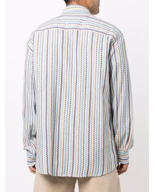 Missoni - ビンテージ 1990年代ストライプチェボン柄シャツ ブルー - サムネイル4
