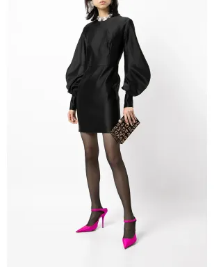 TOM FORD パフスリーブ デューチェスサテン シルク ミニドレス ブラック - サムネイル2