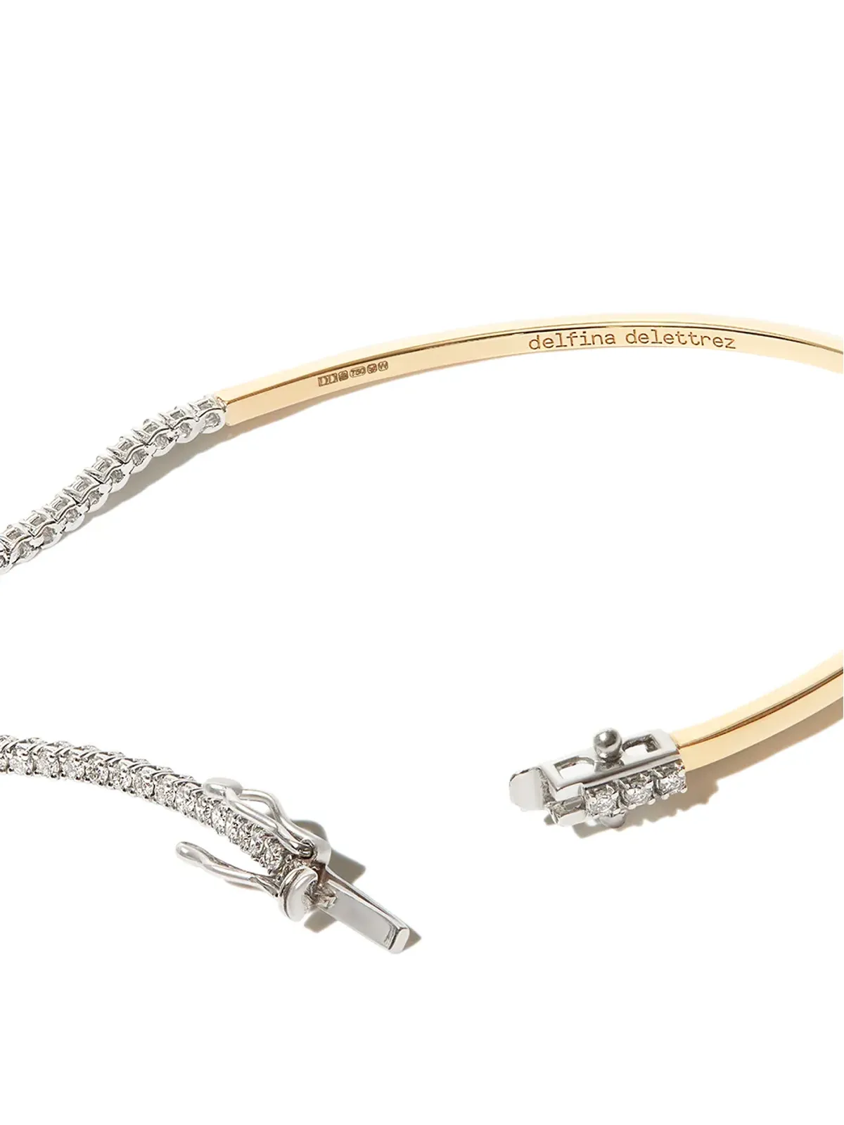 Delfina Delettrez 18Kイエローゴールドと18Kホワイトゴールド ダイヤモンド テニスブレスレット - 画像2