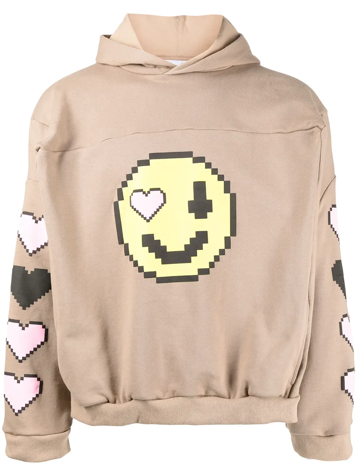 Natasha Zinko pixel-smiley pullover box hoodie - Brown - 画像1