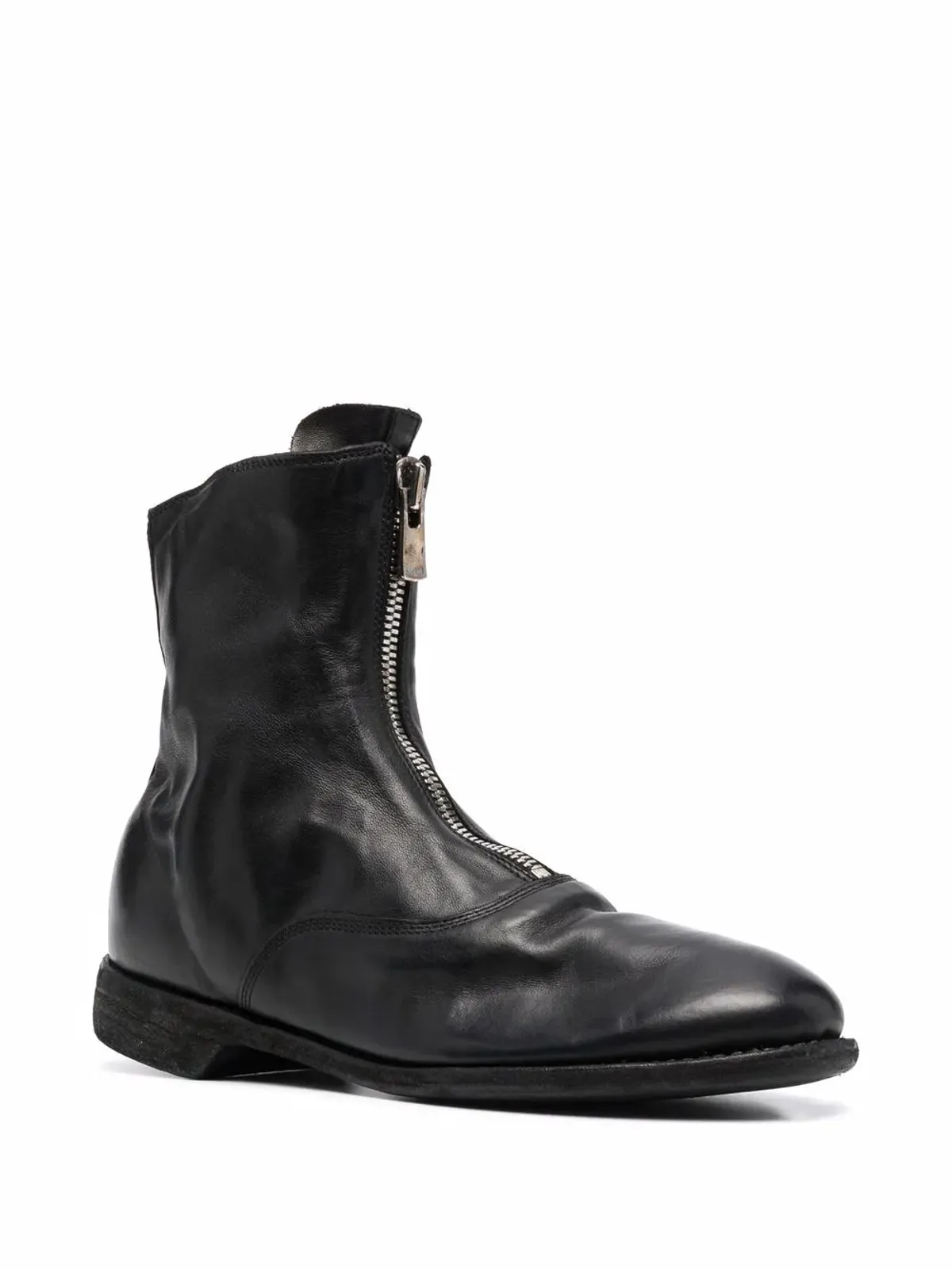 Guidi アンクルブーツ レザー ジップフロント ブラック - 画像2