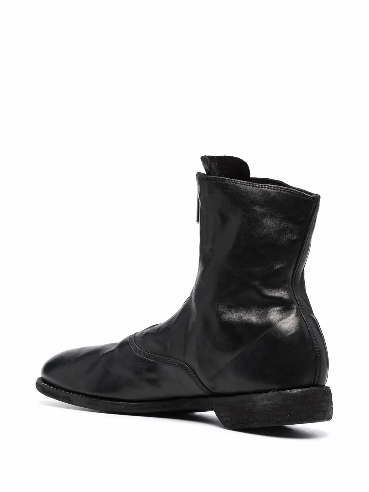Guidi アンクルブーツ レザー ジップフロント ブラック - 画像3