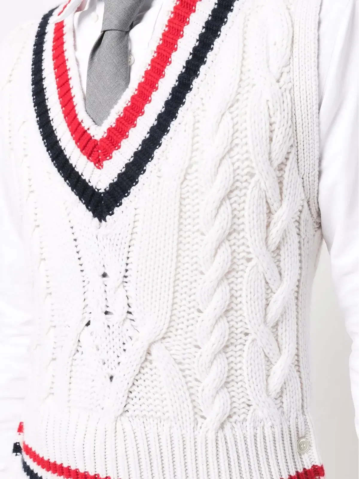 Thom Browne RWBトリム ケーブルニット タンクトップ - ホワイト - 画像5