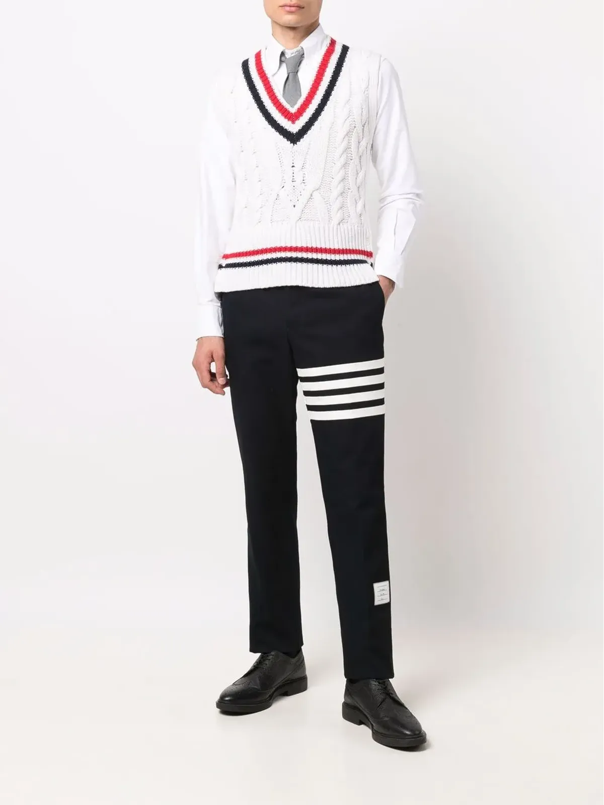 Thom Browne RWBトリム ケーブルニット タンクトップ - ホワイト - 画像2