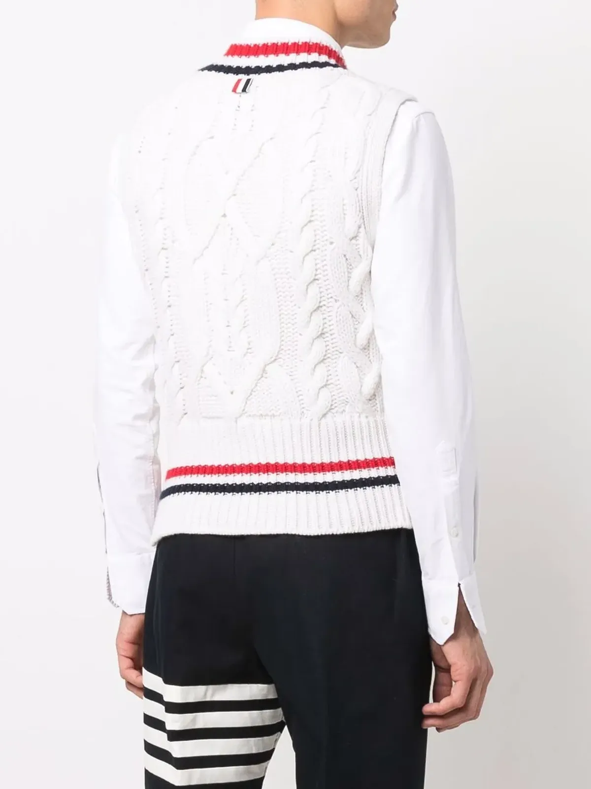 Thom Browne RWBトリム ケーブルニット タンクトップ - ホワイト - 画像4