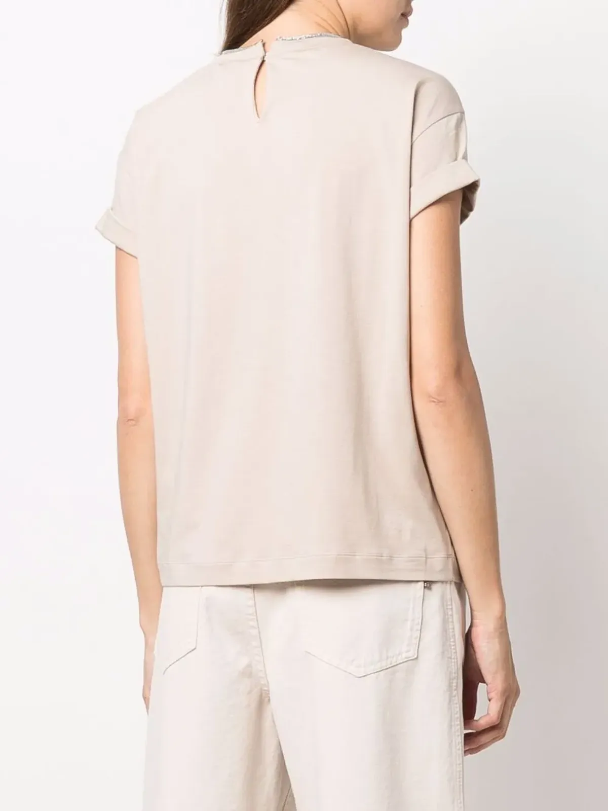 Brunello Cucinelli コントラストトリム フィットTシャツ - 画像4