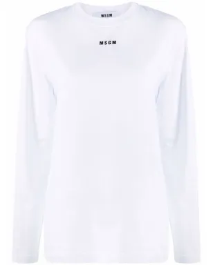 MSGM ロゴプリント長袖Tシャツ ホワイト - サムネイル1