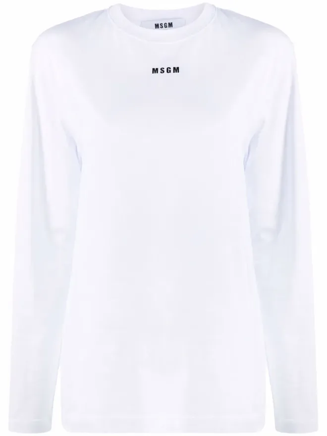 MSGM MSGM ロゴプリント長袖Tシャツ ホワイトの商品画像