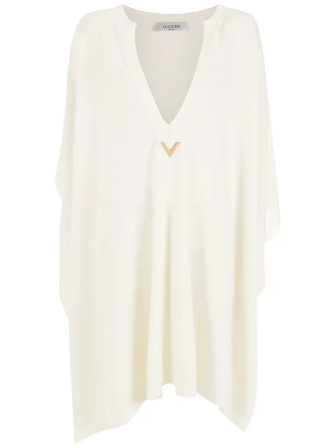 Valentino Garavani Valentino Garavani ロゴプレート付きニットポンチョの商品画像