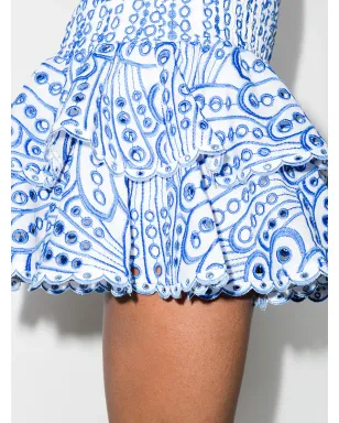 Charo Ruiz Ibiza Noa刺繍フリルミニスカート - White - サムネイル4