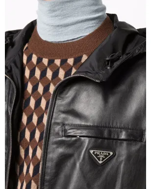 Prada ジップファスナー付きレザーコート - サムネイル5