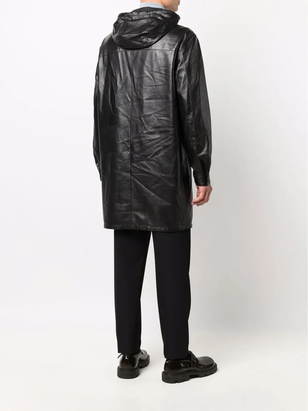 Prada ジップファスナー付きレザーコート - 画像4
