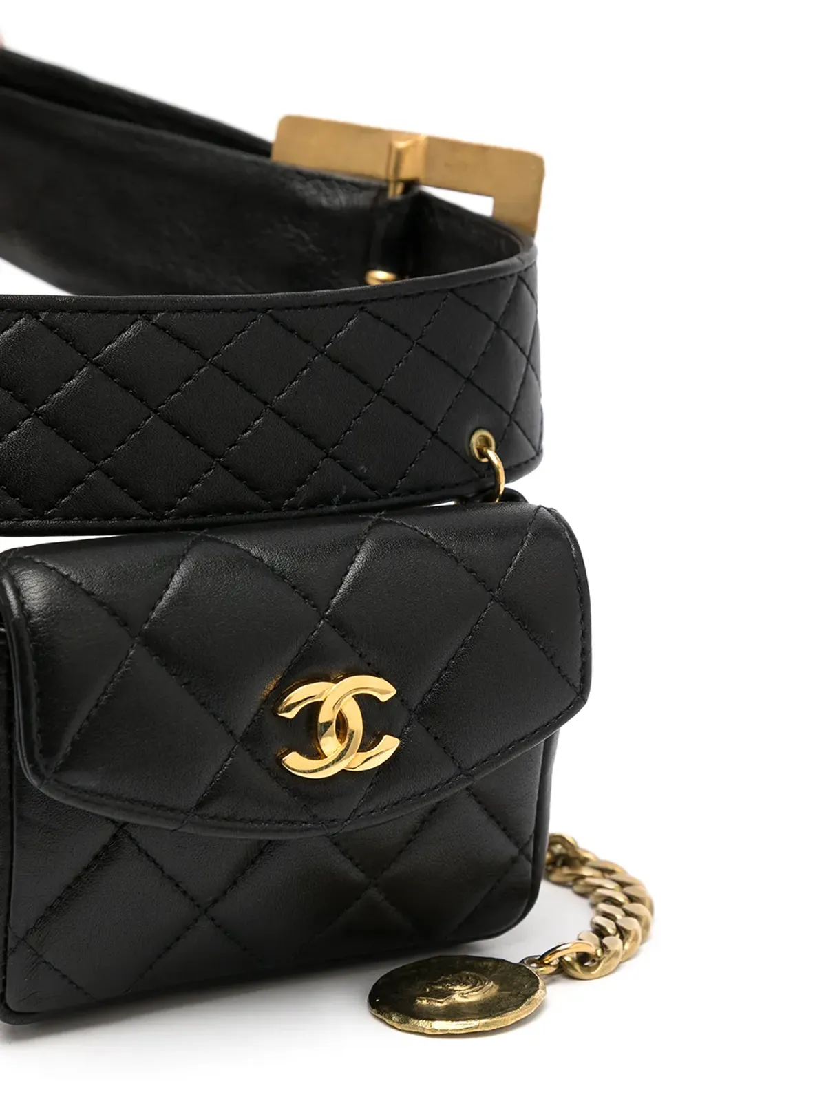 CHANEL Pre-Owned 1994 CCダイヤモンドキルト ベルトバッグ - ブラック - 画像4