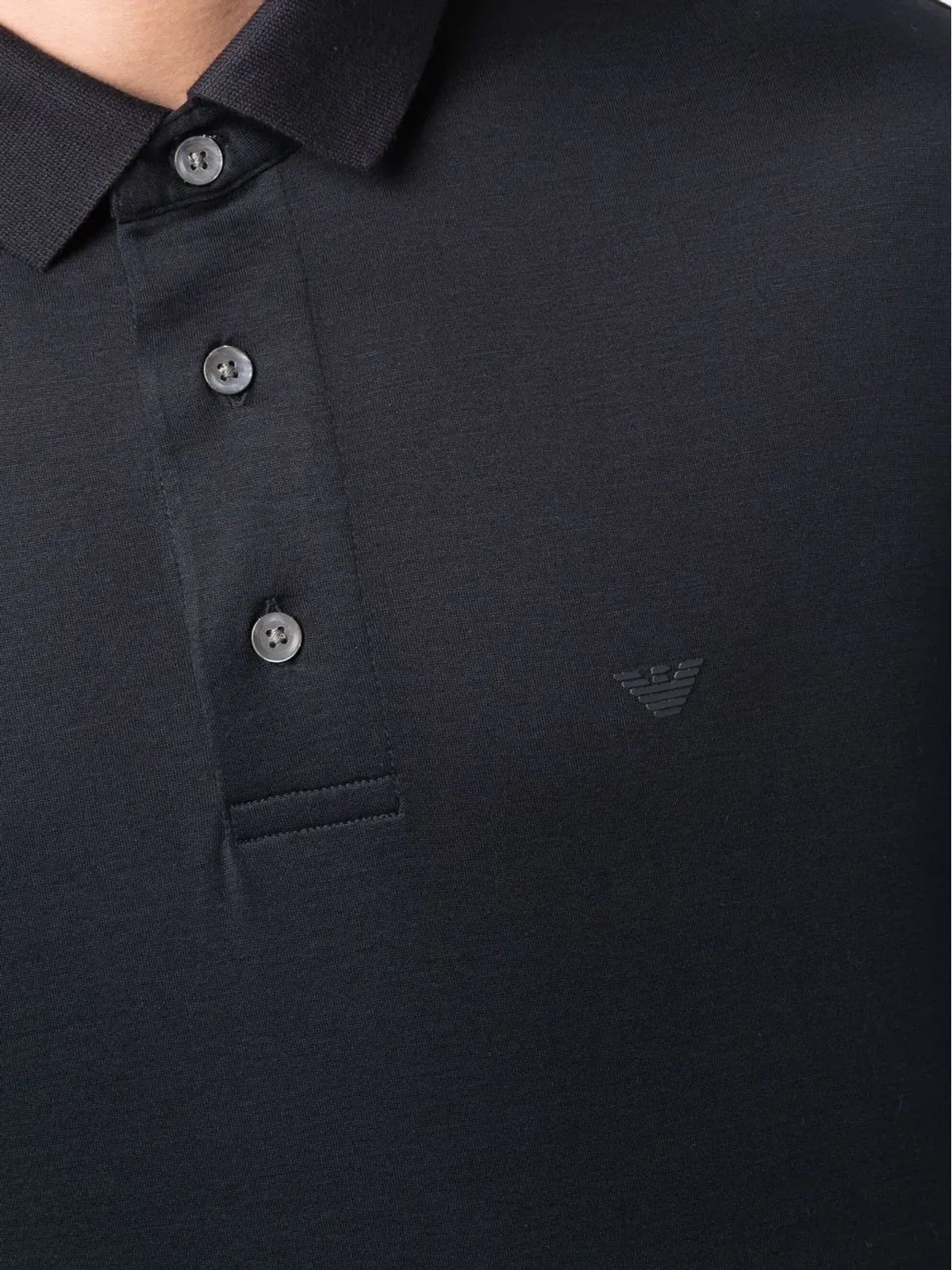Emporio Armani ロゴプリント長袖ポロシャツ - 画像5