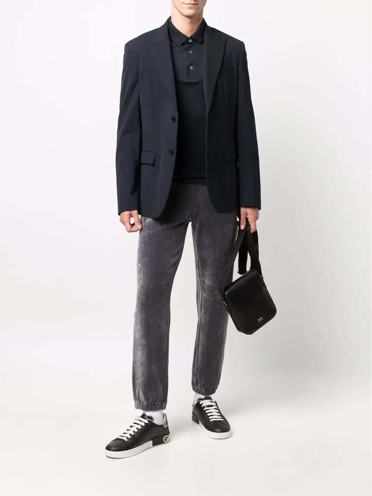 Emporio Armani ロゴプリント長袖ポロシャツ - 画像2