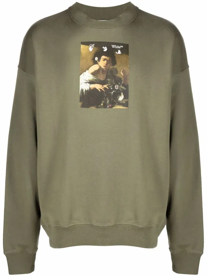 OFF-WHITE Off-White カラヴァッジョ絵画スウェットシャツ - グリーンの商品画像