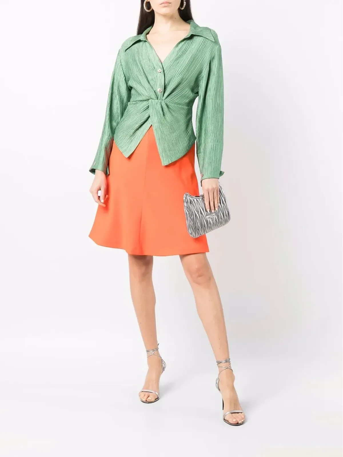 Versace Pre-Owned 1990s above-the-knee flared hem skirt - Orange - 画像2