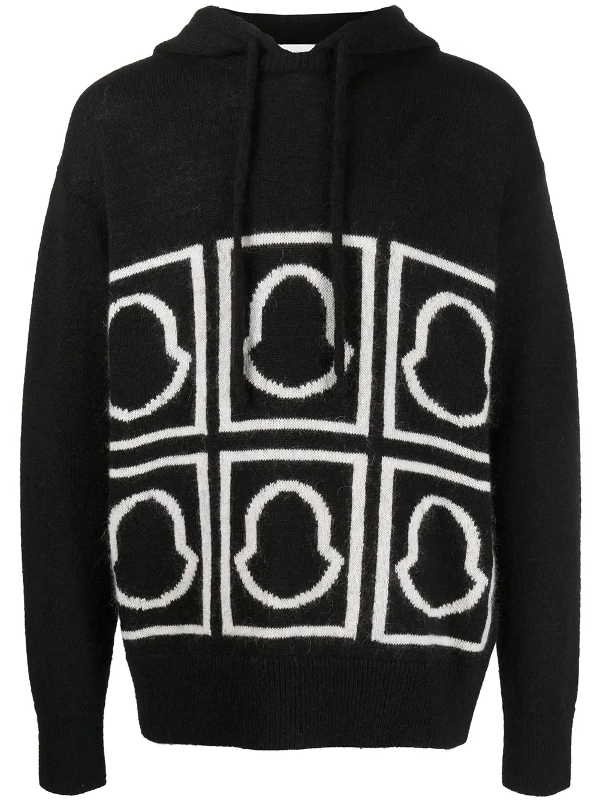 Moncler ロゴ入りインターシャ編みフーディー - 画像1