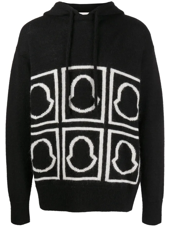 Moncler Moncler ロゴ入りインターシャ編みフーディーの商品画像