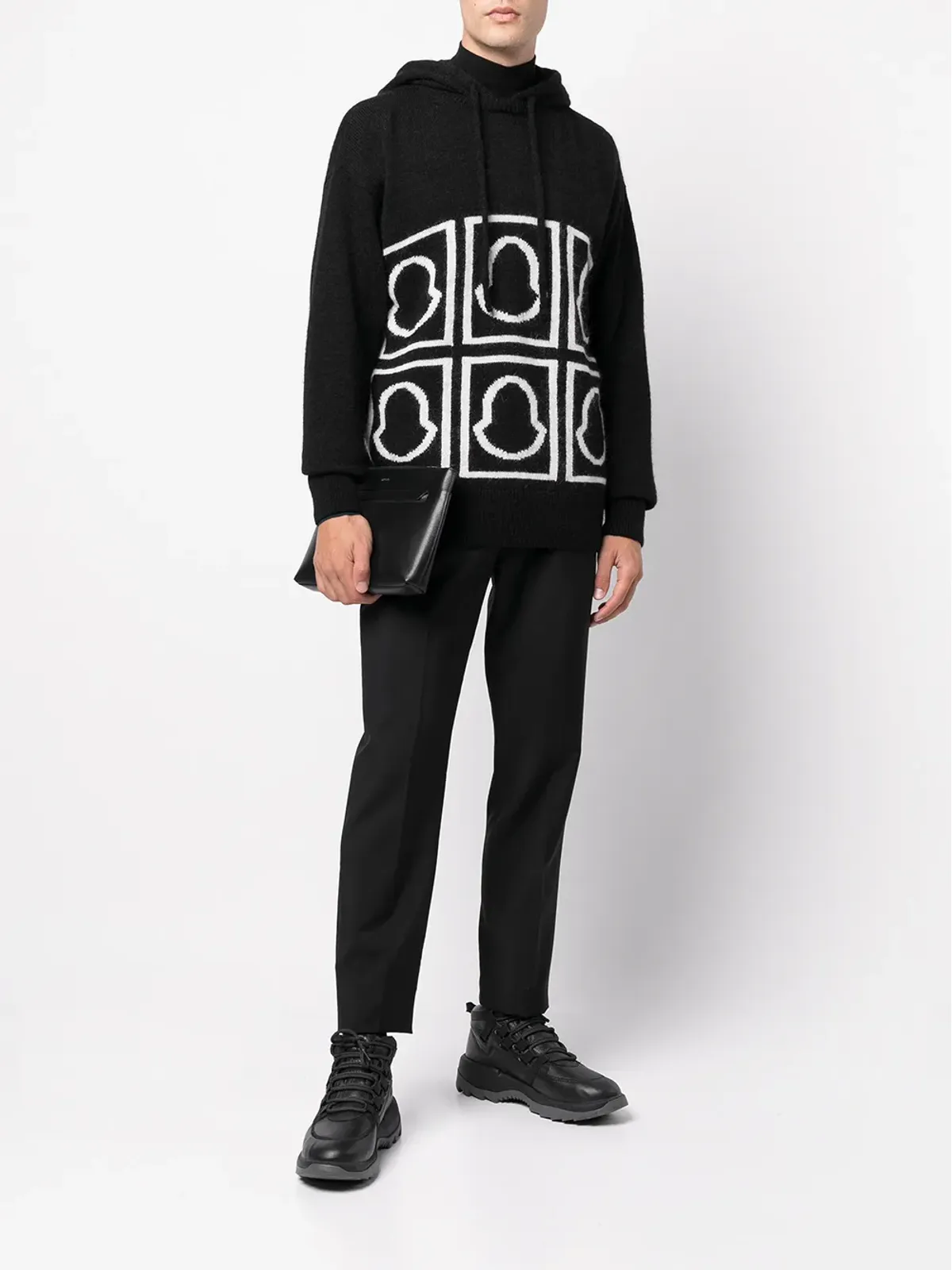 Moncler ロゴ入りインターシャ編みフーディー - 画像2