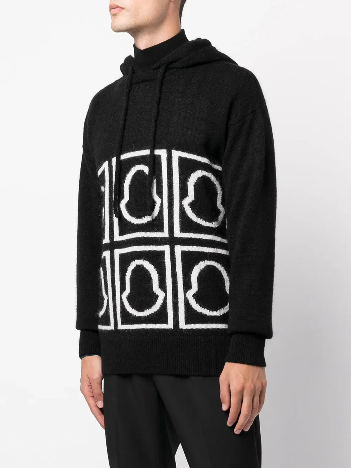 Moncler ロゴ入りインターシャ編みフーディー - 画像3