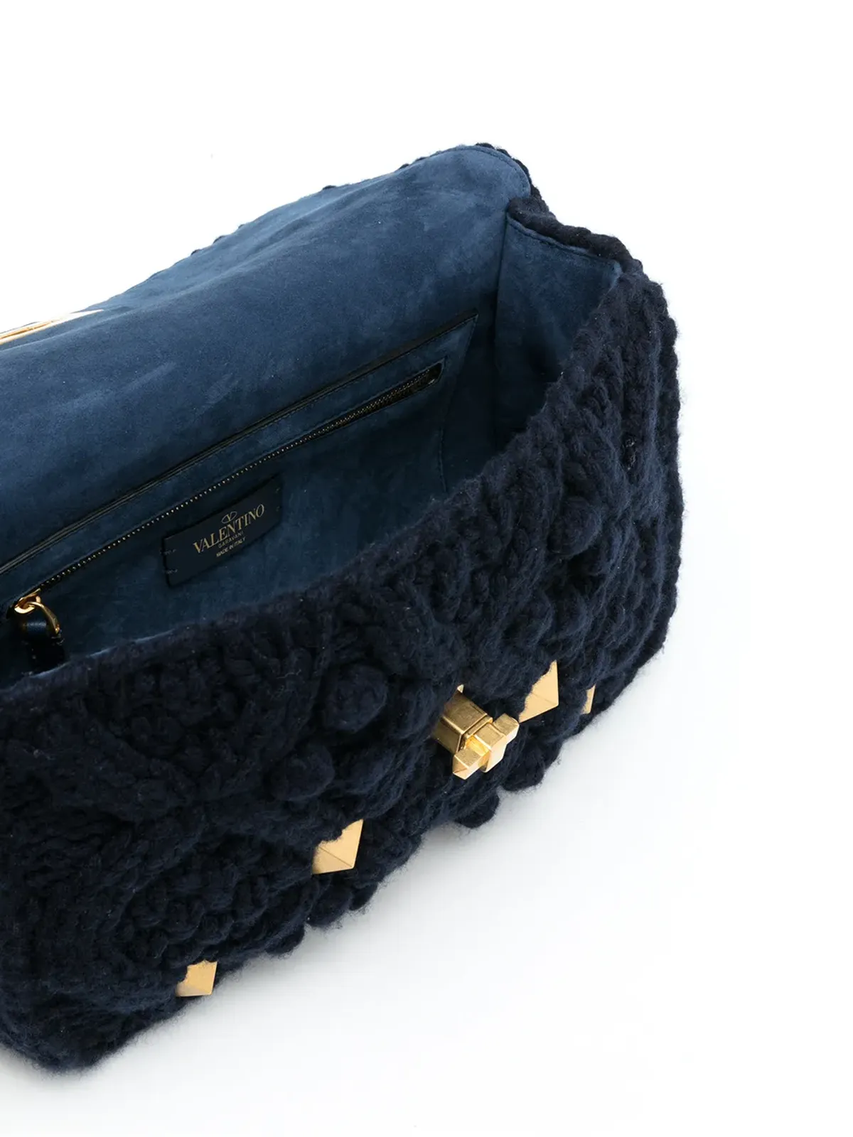 Valentino Garavani ロックスタッド ニット トートバッグ ブルー - 画像5
