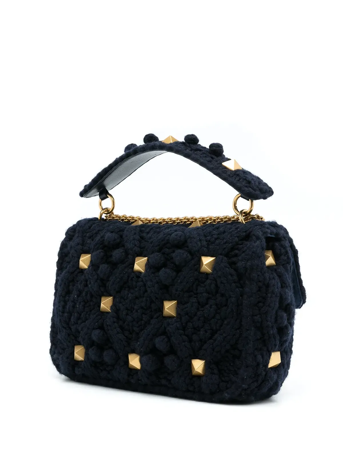 Valentino Garavani ロックスタッド ニット トートバッグ ブルー - 画像3