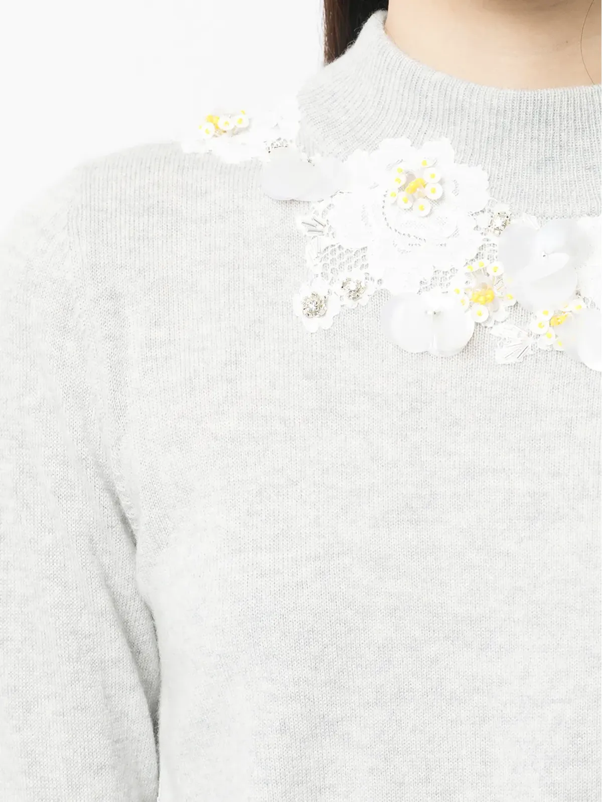 Onefifteen 花柄アップリケ付きモックネックニットジャンパー - 画像5