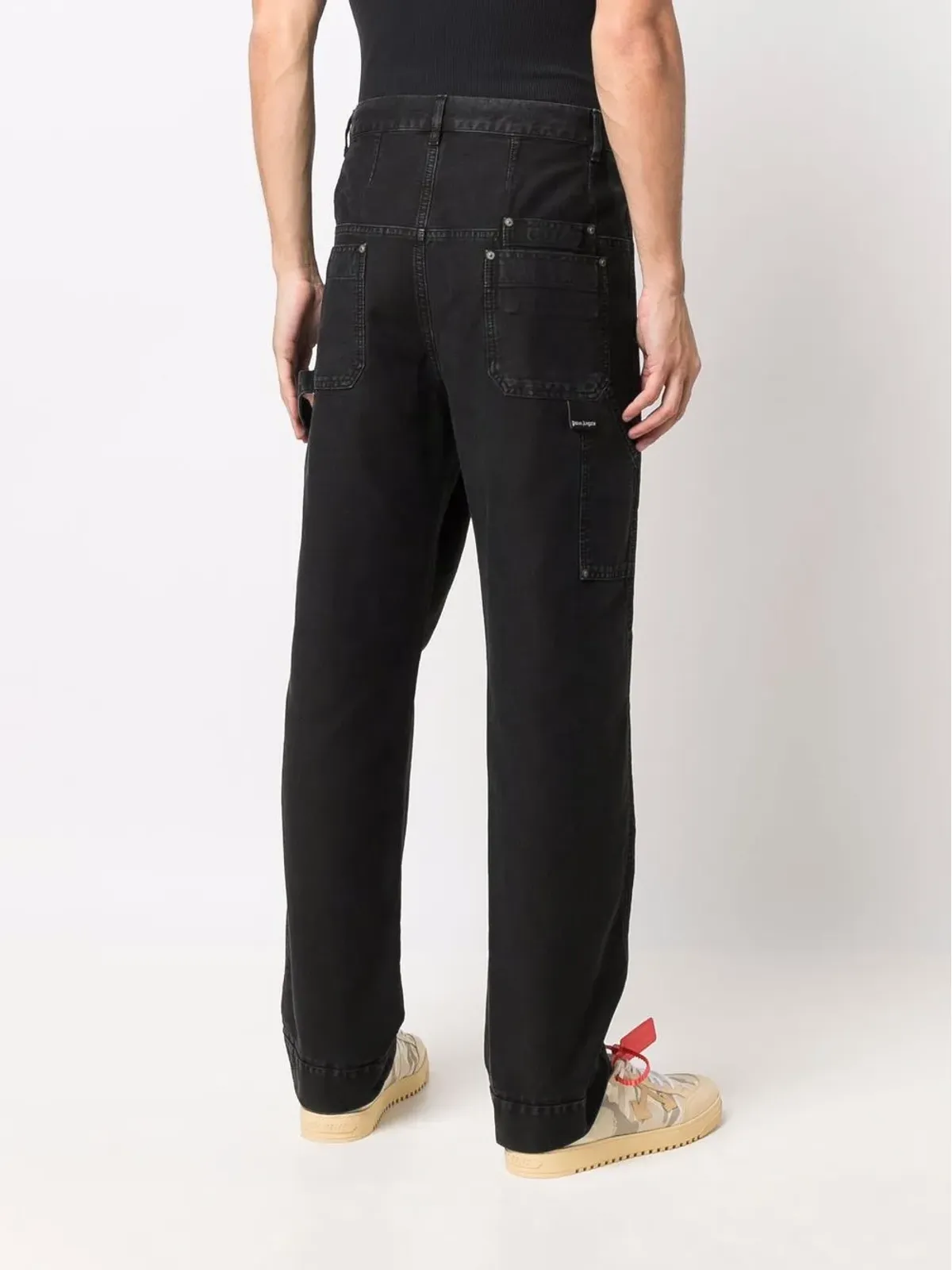 Palm Angels ロゴパッチストレートレッグパンツ - 画像4
