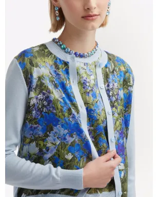 Oscar de la Renta 水彩画風プリント カーディガン ブルー - サムネイル5