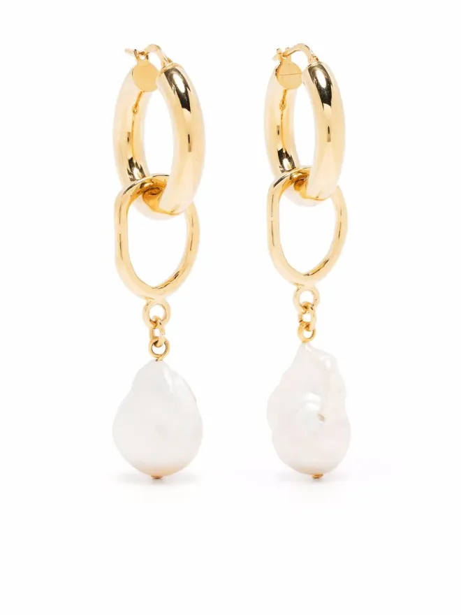 Mounser Mounser 14kt yellow gold-plated Object Found freshwater pearl earrings - Whiteの商品画像