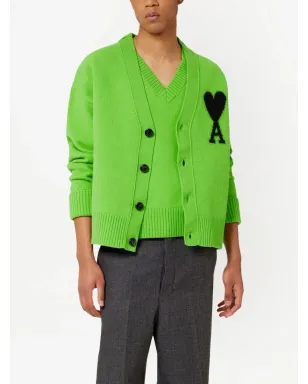 AMI Paris Ami de Coeur ウールカーディガン グリーン - サムネイル4