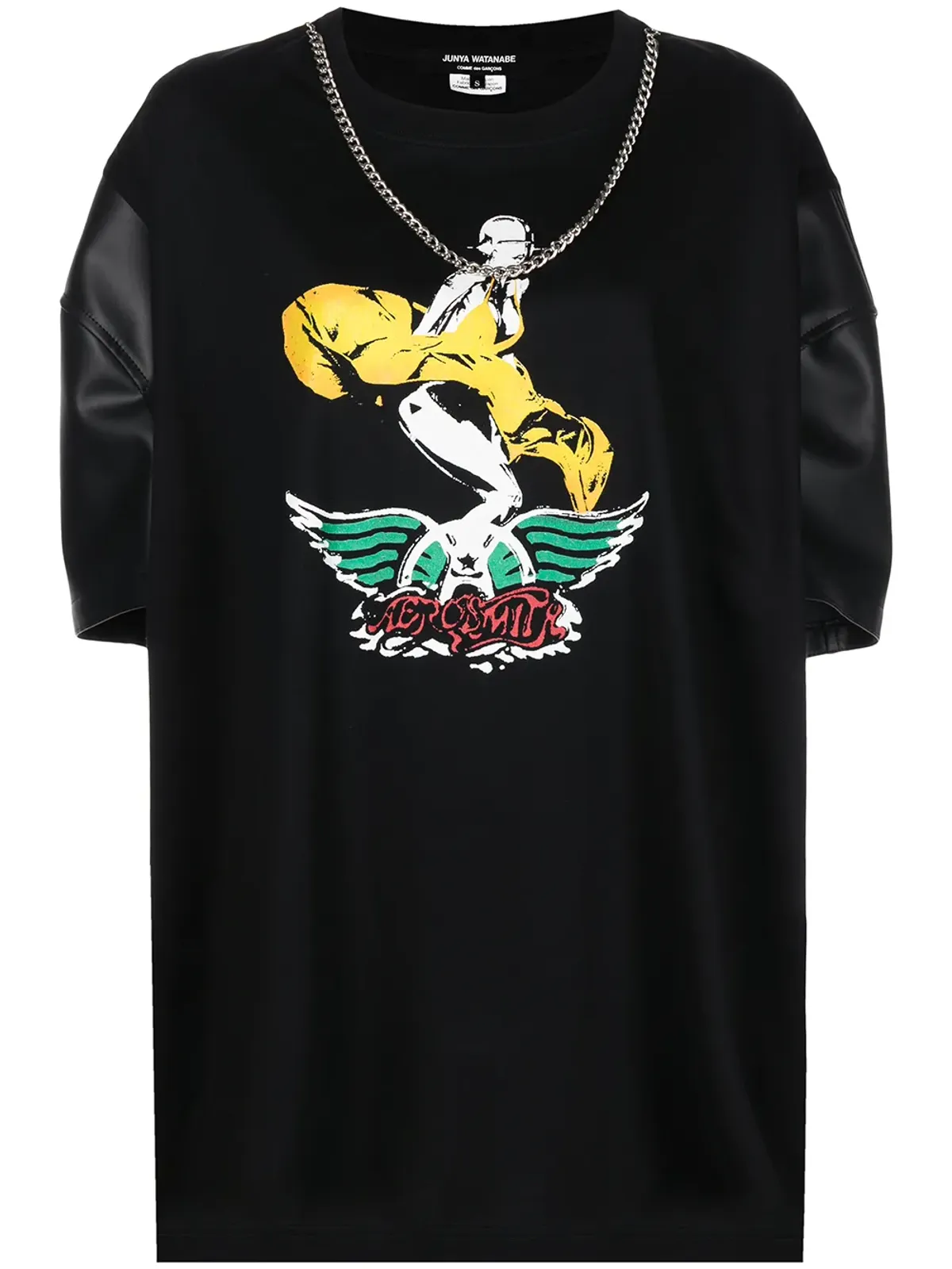 Junya Watanabe グラフィックプリント・コントラストスリーブTシャツ - 画像1