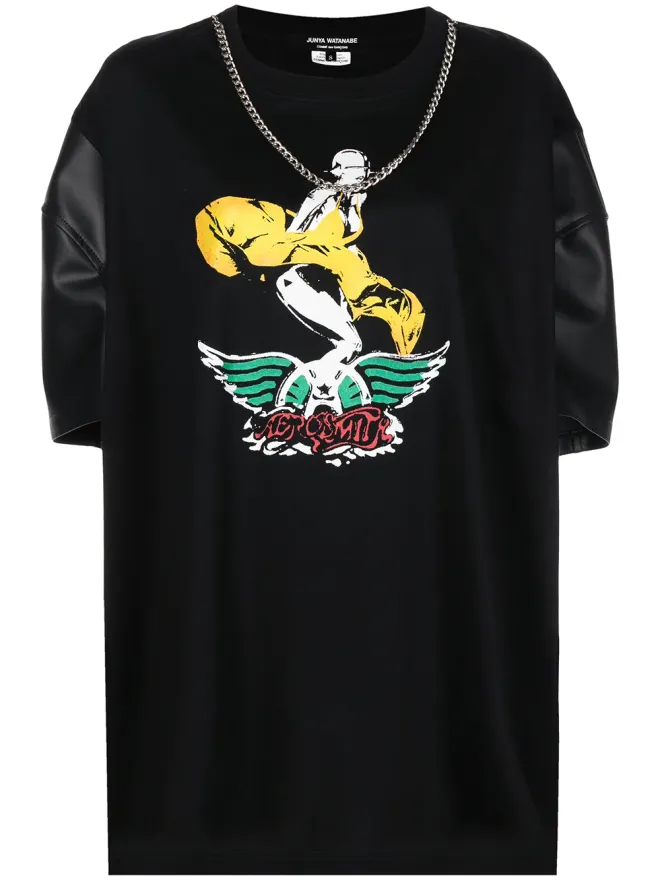 Junya Watanabe Junya Watanabe グラフィックプリント・コントラストスリーブTシャツの商品画像