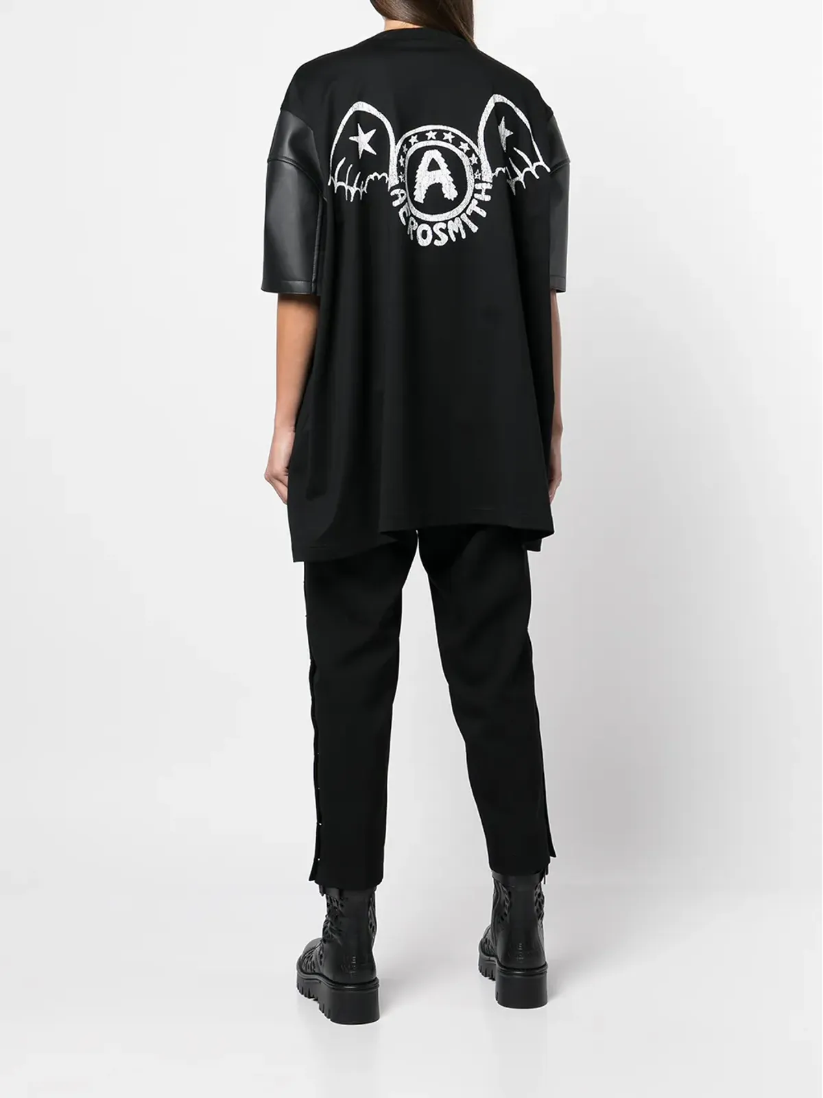 Junya Watanabe グラフィックプリント・コントラストスリーブTシャツ - 画像4