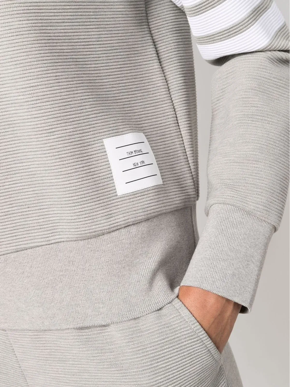 Thom Browne 4-Bar コットンリブ スウェットシャツ - グレー - 画像5