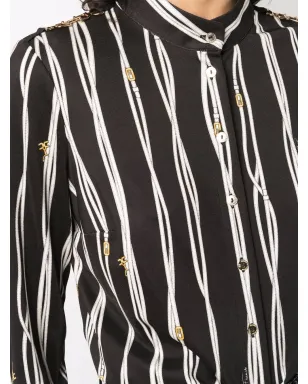 Elisabetta Franchi ストライプ柄バンドカラーシャツ - サムネイル5