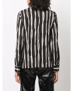Elisabetta Franchi ストライプ柄バンドカラーシャツ - サムネイル4
