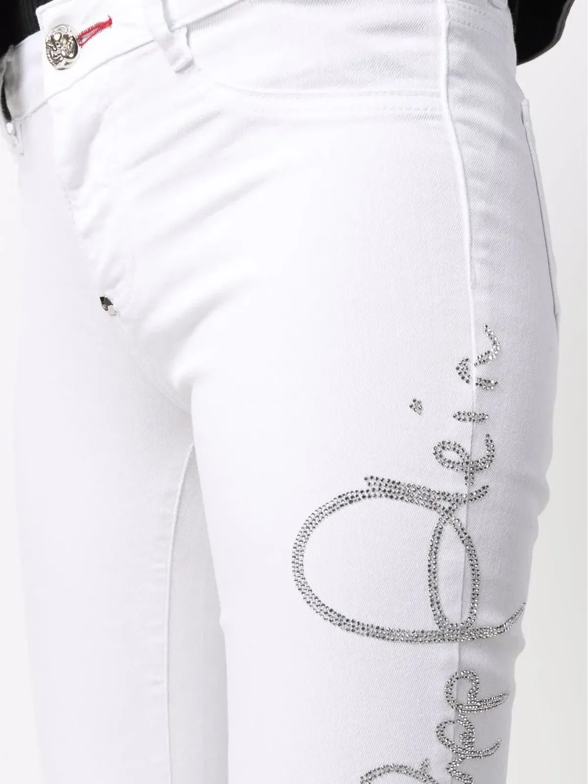 Philipp Plein サイン入りエンベリッシュドスキニージーンズ ホワイト - 画像5