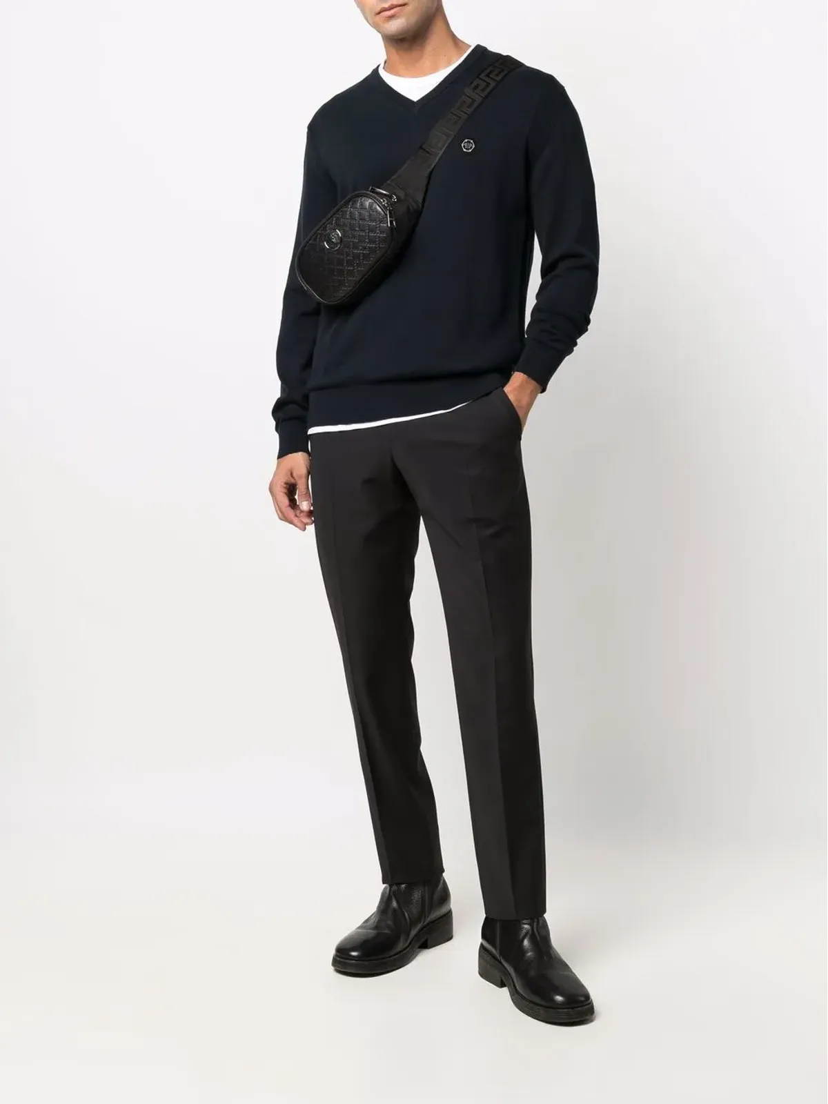 Philipp Plein ロゴパッチ Vネック ジャンパー - 画像2