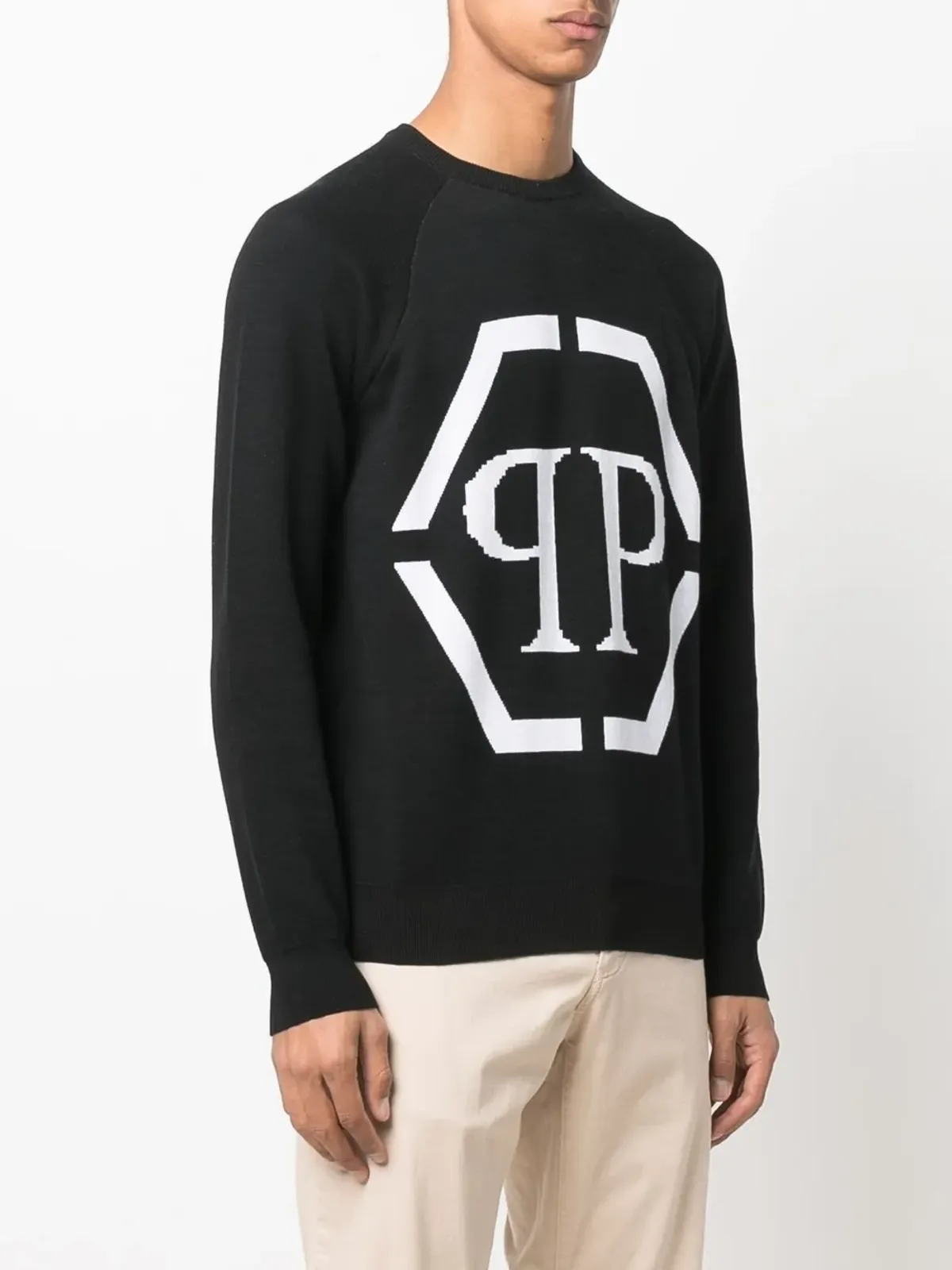 Philipp Plein インターシャロゴ クルーネック セーター - Black - 画像3