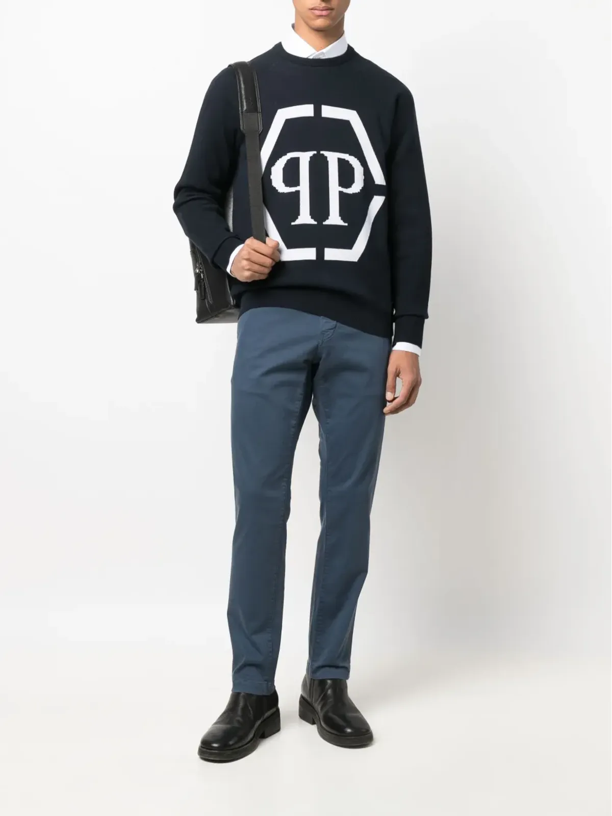 Philipp Plein 六角形パッチ付きスリムフィット チノパンツ - 画像2