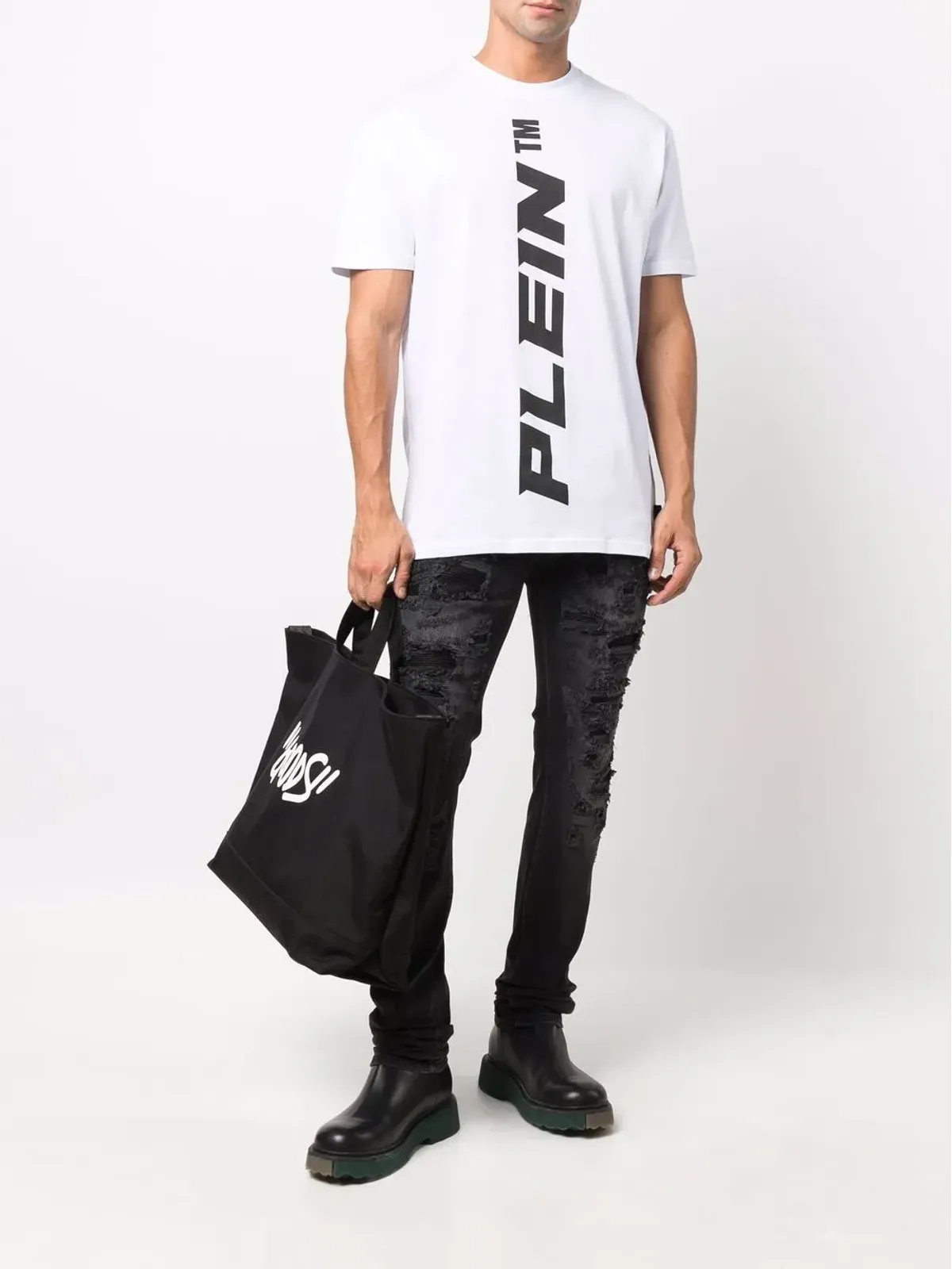 Philipp Plein 縦型ロゴプリントTシャツ - 画像2