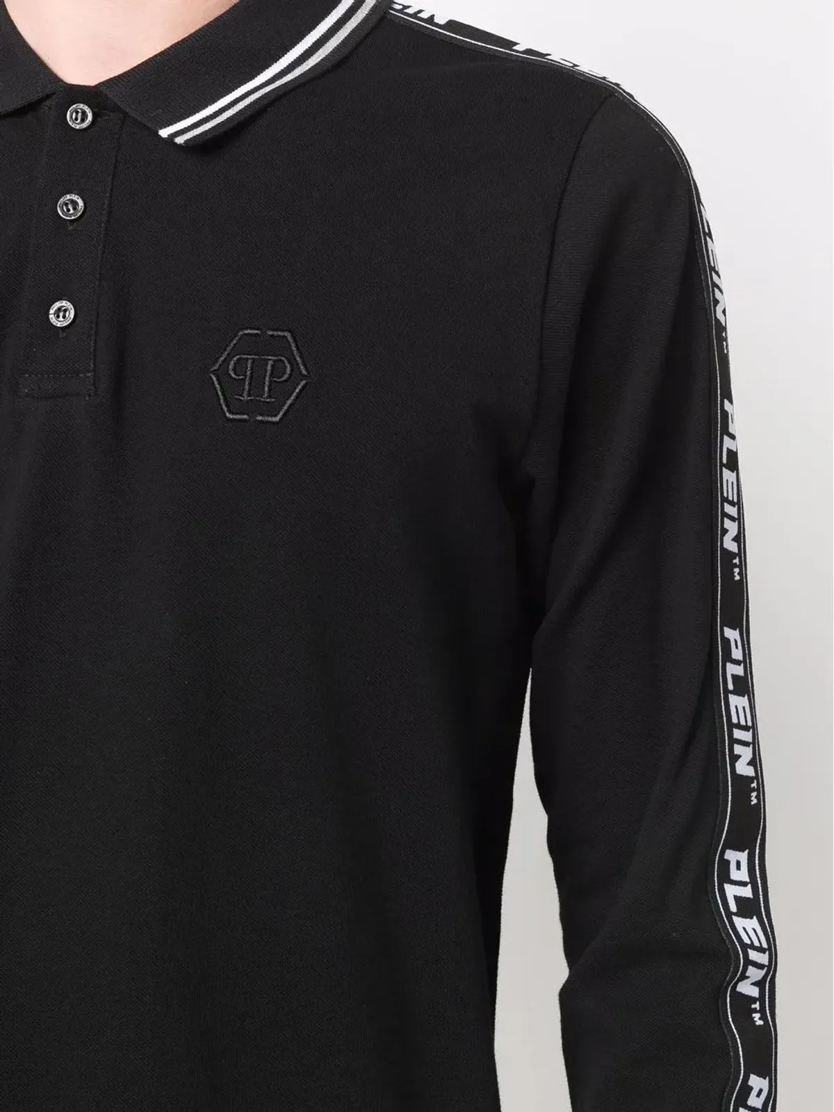 Philipp Plein ロゴテープ コットン ポロシャツ - ブラック - 画像5
