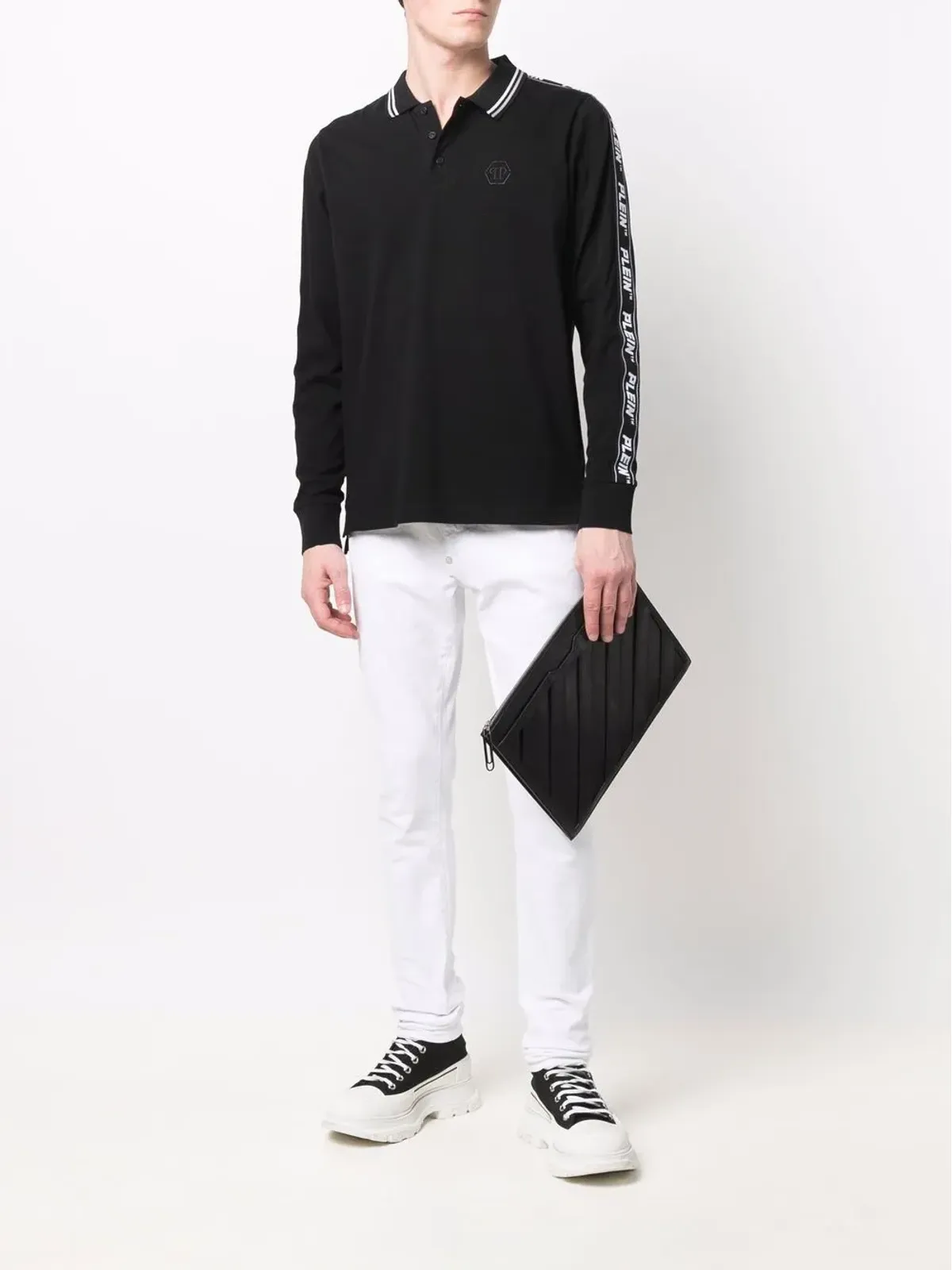 Philipp Plein ロゴテープ コットン ポロシャツ - ブラック - 画像2