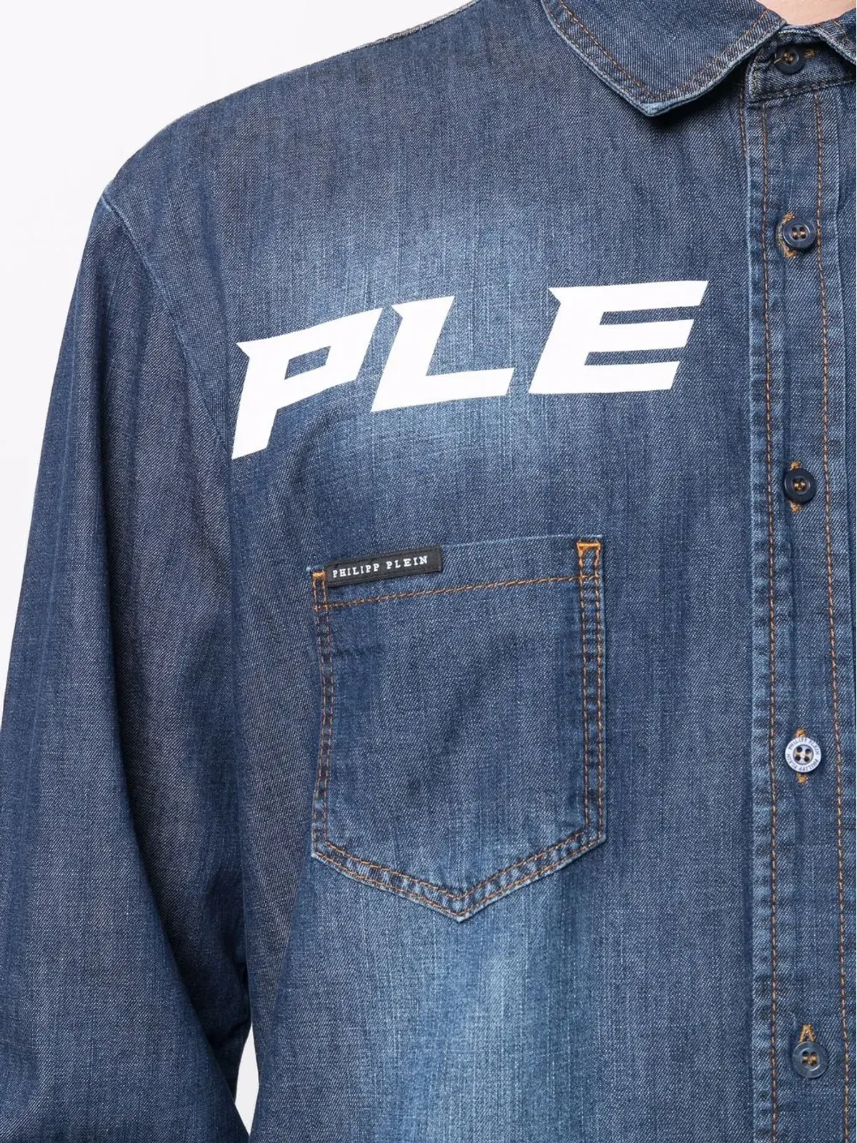 Philipp Plein ロゴデニムシャツ - ブルー - 画像5