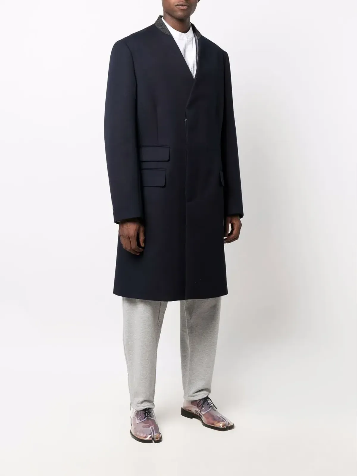 Maison Margiela 襟なしミッド丈コート - 画像3
