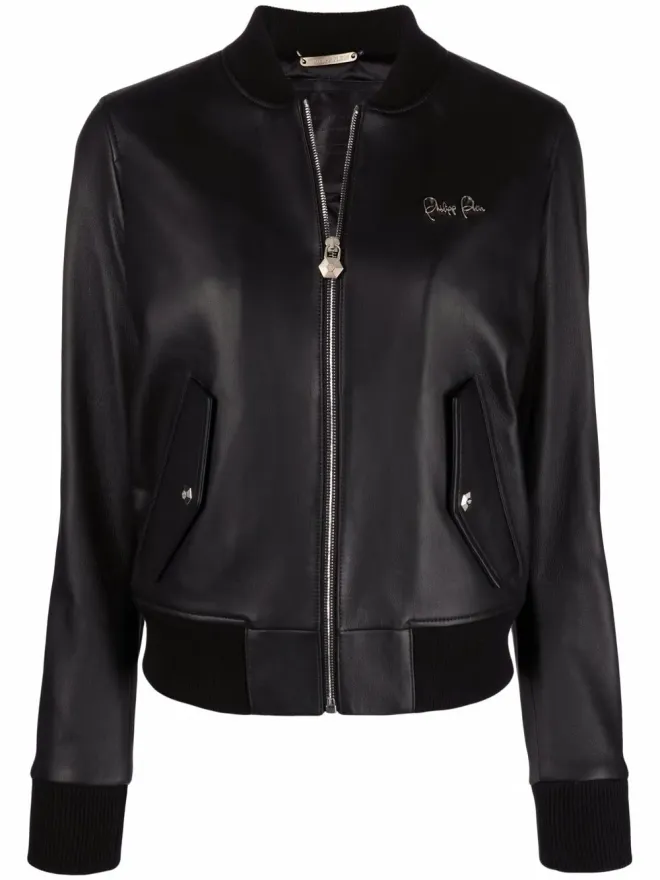 Philipp Plein Philipp Plein レザー ボンバー ジャケットの商品画像